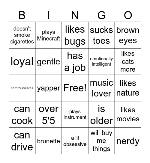 buggy's type Bingo Card