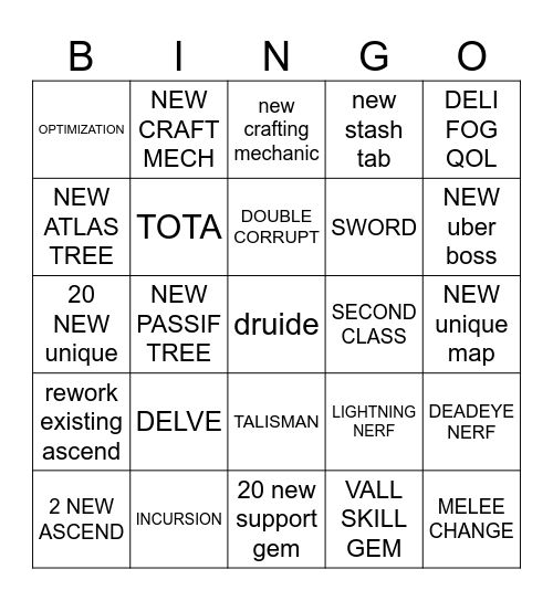 blend poe 0.4 Bingo Card