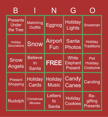 GE Holiday Bingo Card