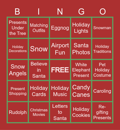 GE Holiday Bingo Card