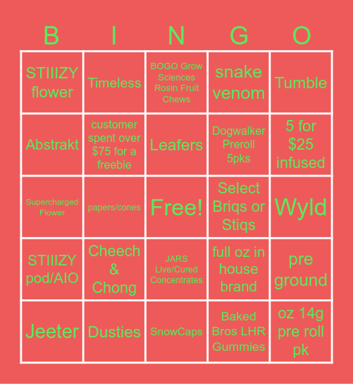 12/4 deals Bingo Card