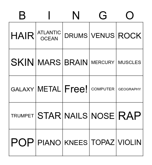 computing Bingo Card
