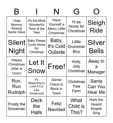 Christmas Music Bingo Card