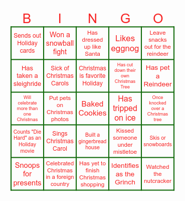 Holiday Bingo Card