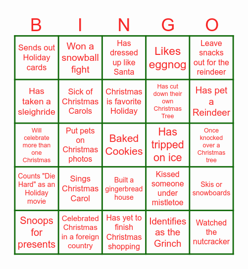 Holiday Bingo Card