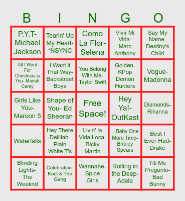 IOE MUSICAL BINGO Card