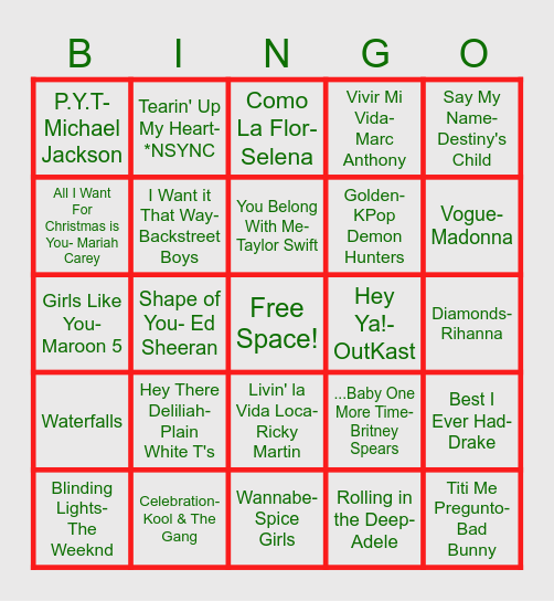 IOE MUSICAL BINGO Card