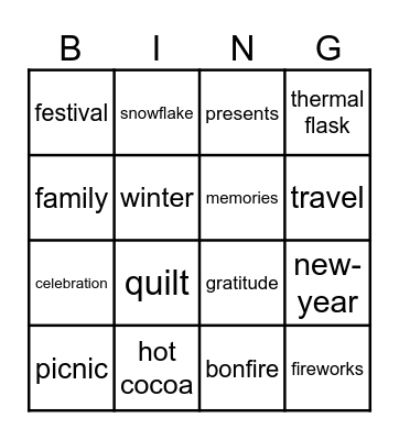 GO USI Holiday Bingo Card