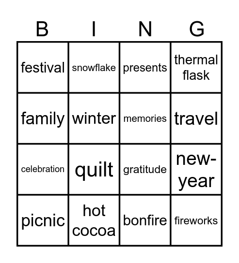 GO USI Holiday Bingo Card