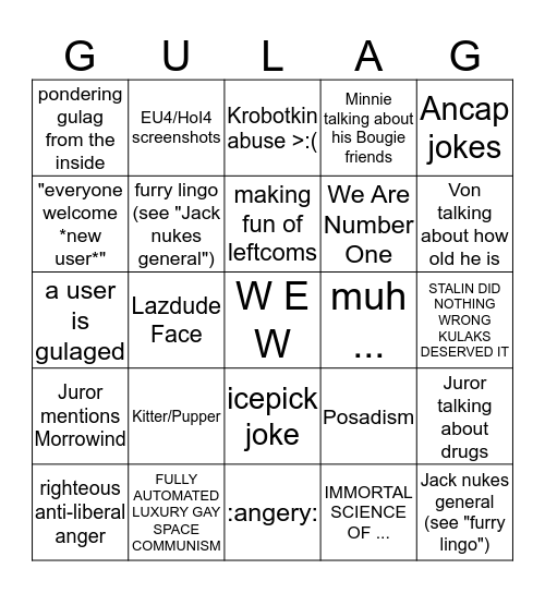 FULLCOMMUNISM Discord Bingo Card