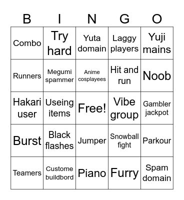 Jujutsu shenanigans Bingo Card