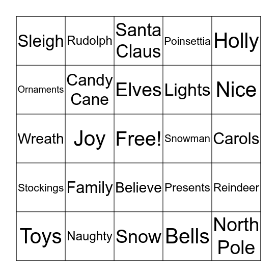 Merry Christmas! Bingo Card