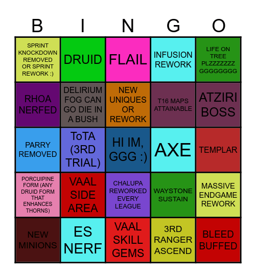 LAST OF THE DRUIDS Bingo Card