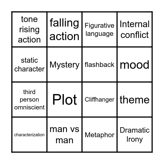LITERARY ELEMENTS Bingo Card