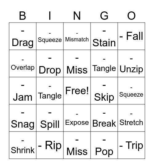What Can Happen to a Stage Costume? Bingo Card