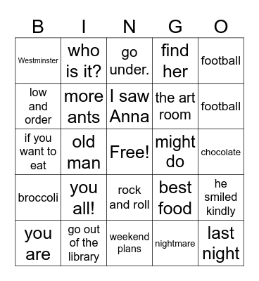 Untitled Bingo Card