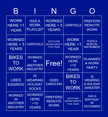 Jingle and Mingle Bingo Card