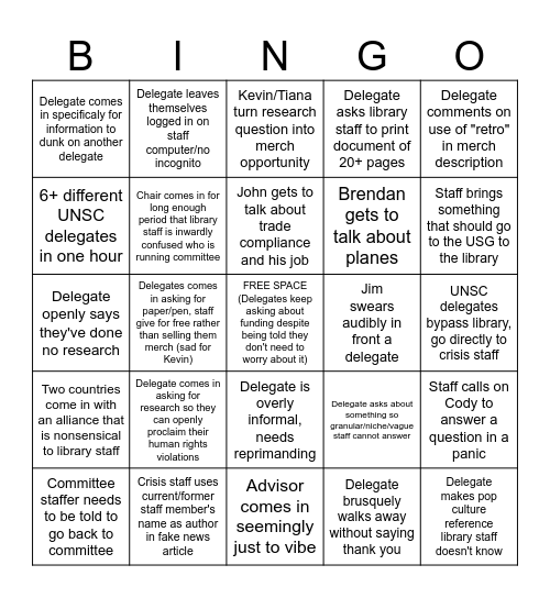 Delegate services Bingo Card