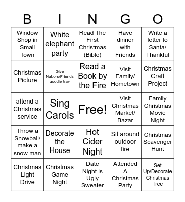 Holly Jolly Season Bingo Card
