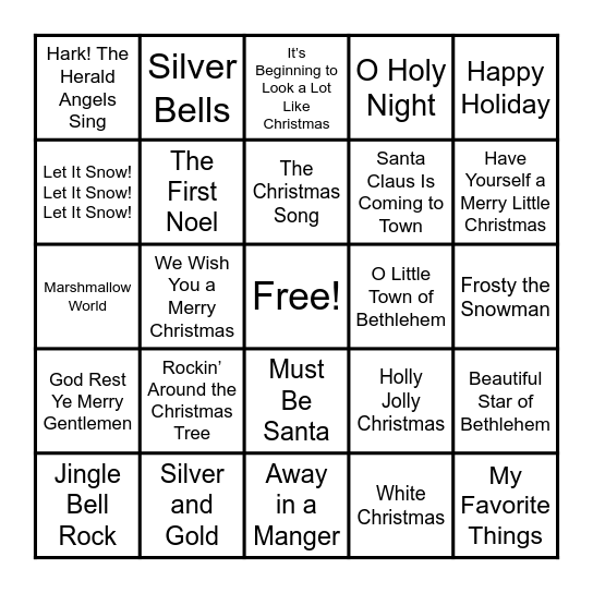 Christmas Classics Bingo Card