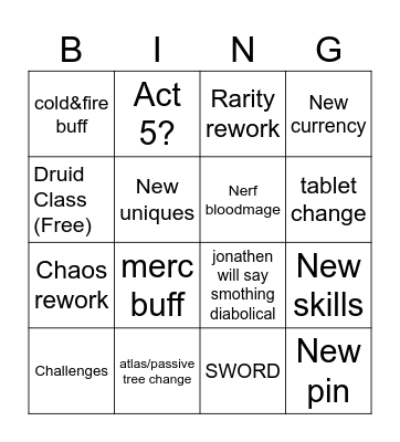 POE2 0.4 Bingo Card