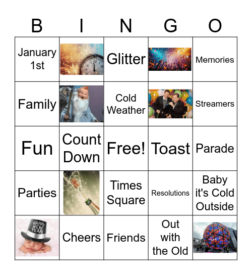 New Year EVE/DAY Bingo Card