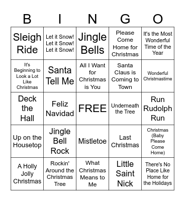 Christmas Musical Bingo Card