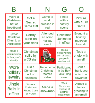 IAD OFFICE CHRISTMAS BINGO 2025 Bingo Card