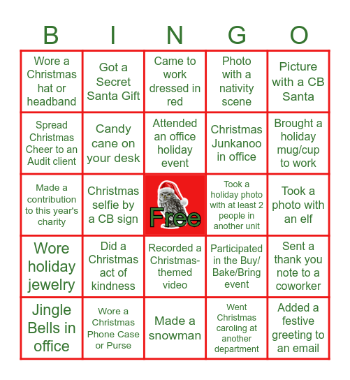IAD OFFICE CHRISTMAS BINGO 2025 Bingo Card