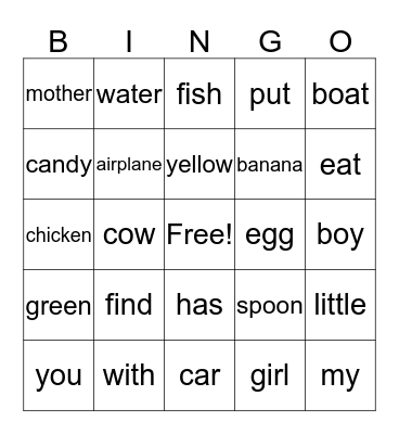 Angie's Edmark Bingo Card