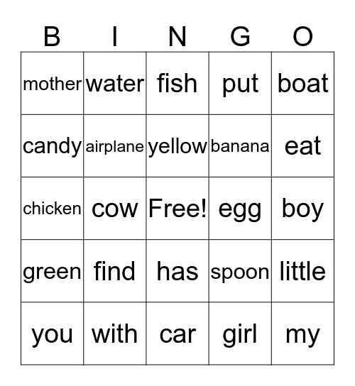 Angie's Edmark Bingo Card