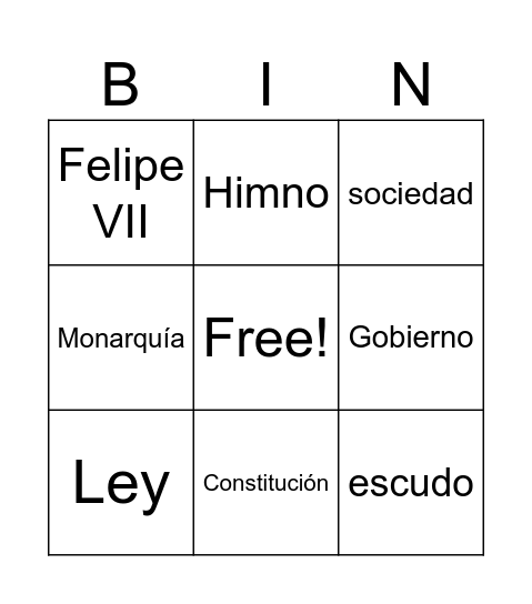 La Constitución Bingo Card
