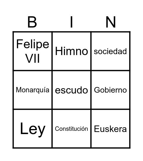 La Constitución Bingo Card