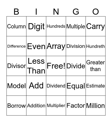 Math Lingo Bingo! Bingo Card