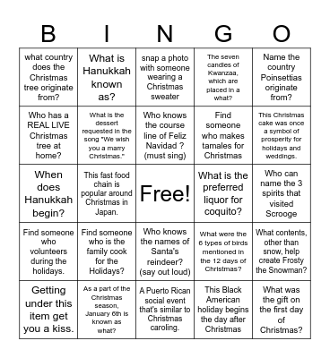 Holiday Bingo Card