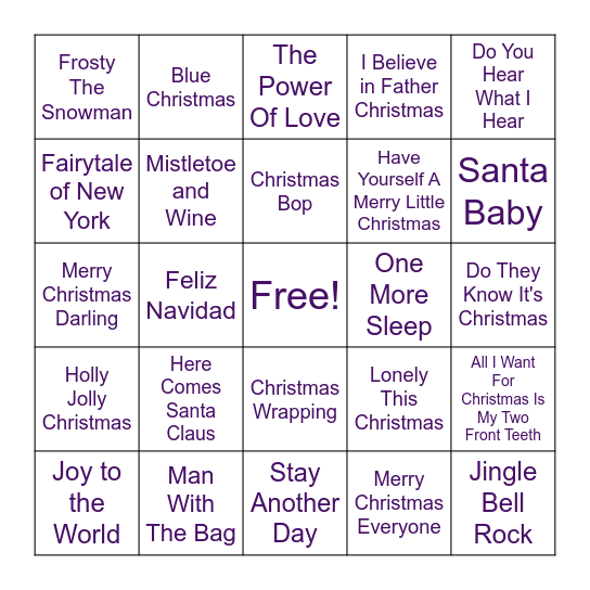 Christmas Time Bingo Card
