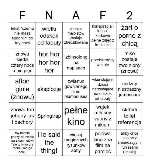 fnafingo Bingo Card