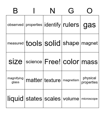 MatterM Bingo Card
