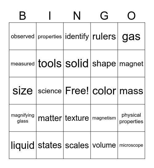 MatterM Bingo Card