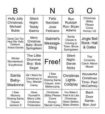 Pop Christmas Bingo Card