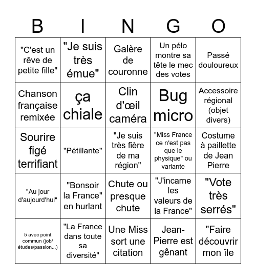 BINGO MISS FRANCE Bingo Card