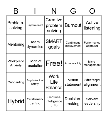 Management Bingo Card
