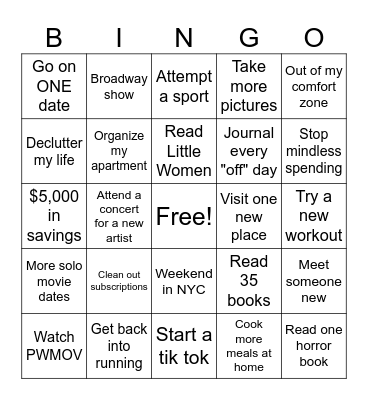 2026 Bingo Card