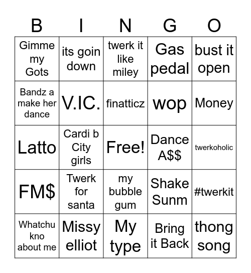 twerk it Bingo Card