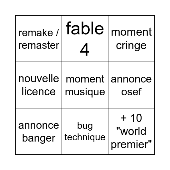 PC GAMING SHOW MOST WANTED Bingo Card