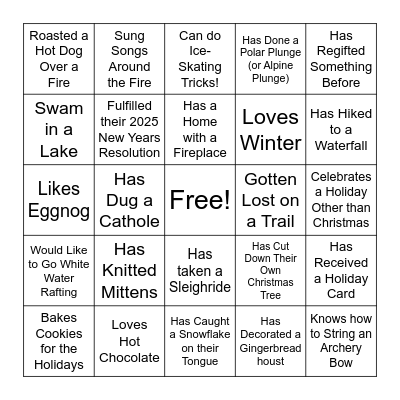 Holiday Potluck Bingo Card