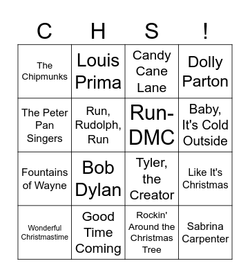 CHS Hallway Music Bingo Card