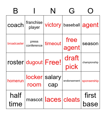 sports bingo Carter Windsor2030 Bingo Card