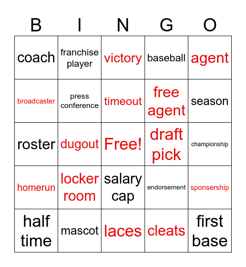 sports bingo Carter Windsor2030 Bingo Card