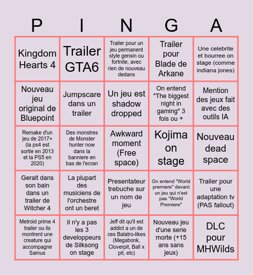 Bingo Game Awards 2025 - M Bingo Card